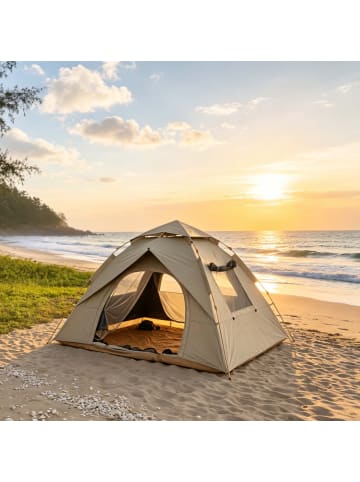 Campingzelt in Beige – (B)200 x (H)145 x (T)230 cm