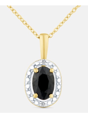 Kette mit Anhänger, mit schwarzer Saphir, 375 Gelbgold