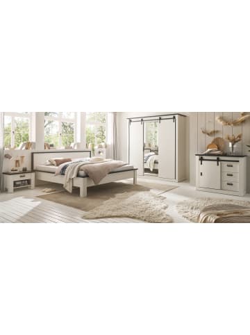 Schlafzimmer-Set 5-teilig in weiß Pinie Landhaus mit Doppelbett 180 x 200 cm