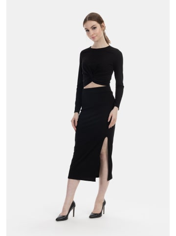 Damen Jersey Midirock in Schwarz