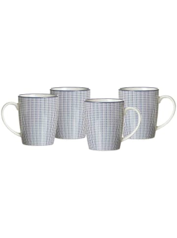 4er Set Kaffeebecher Royal Makoto in Weiß-Blau 350 ml
