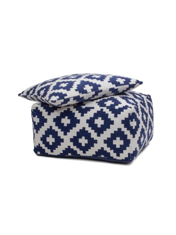 Sitzkissen Unwind Pouf & Cushion Set 260 80 x 80 cm in weiß - blau
