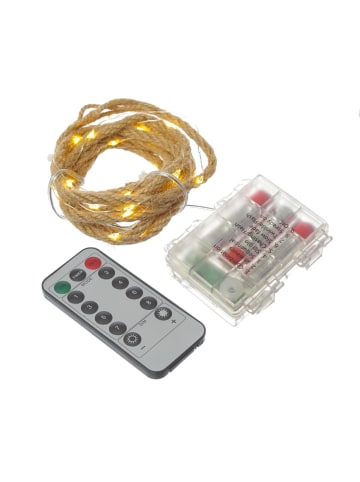 LED Lichterkette Seil Jute Kordel Tau 40LED 8 Funktionen L: 2m  in natur