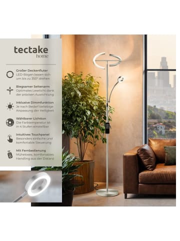 Leselampe, 31,5 x 188 cm, LED, 20 W, inklusive Leselicht 7 W, dimmbar