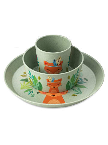 CONNECT HARRY - Kleiner Teller + Schale + Becher in organic green