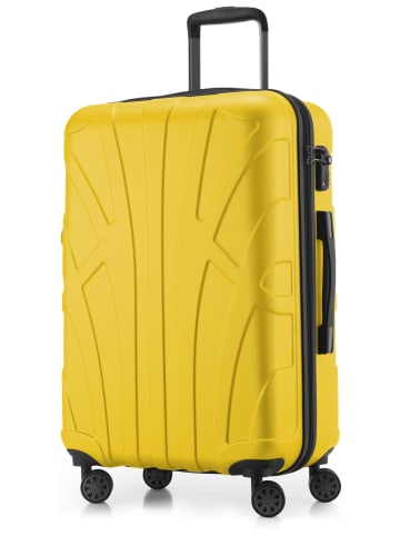 mittelgroßer Hartschalen-Koffer Check-In Reisekoffer Trolley TSA 68L in Gelb