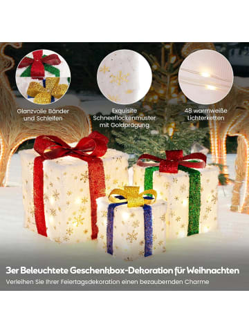 3er Set LED Geschenkboxen in Weiß