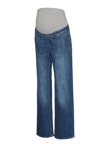 Umstandsjeans mit weitem Bein in Medium Blue Denim 1