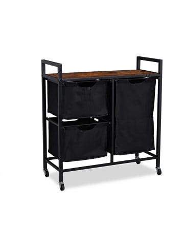 Wäschekorbregal in Schwarz/ Braun - (B)72,5 x (H)78 x (T)30,5 cm