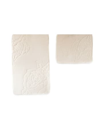 Premium 2 teiliges Bademattenset Waschbar in Creme-Rose