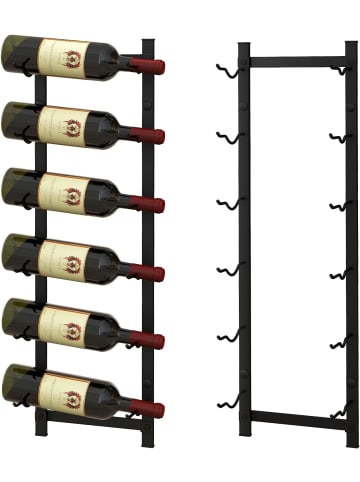 Weinregal Wand für 6 Flaschen in Schwarz