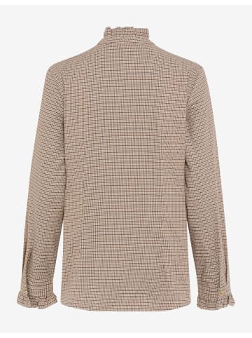 Bluse mit Karomuster und Rüschen in Soft Ecru