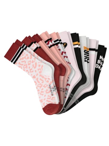 Socken 10er Pack in Rosa/Schwarz/Weiß/Rot/Rosa/Weiß