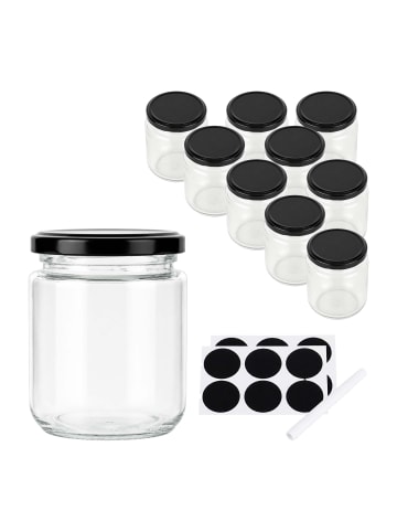 10 x Einmachgläser in Transparent/ Schwarz - 200 ml