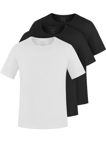 3er Set Herren T-Shirts aus Bio-Baumwolle Nyons in Schwarz/Schwarz/Weiß