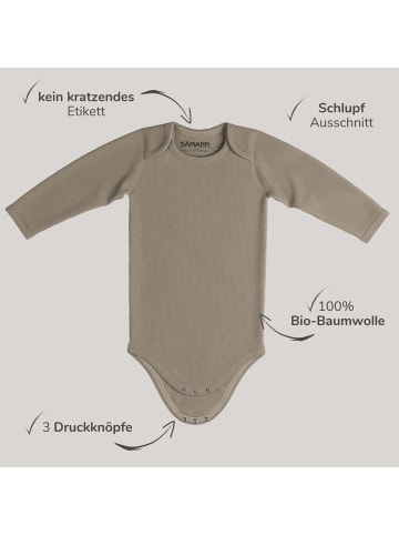 Baby Body aus 100% Bio-Baumwolle Schlupfbody langarm gerippt Simply Taupe