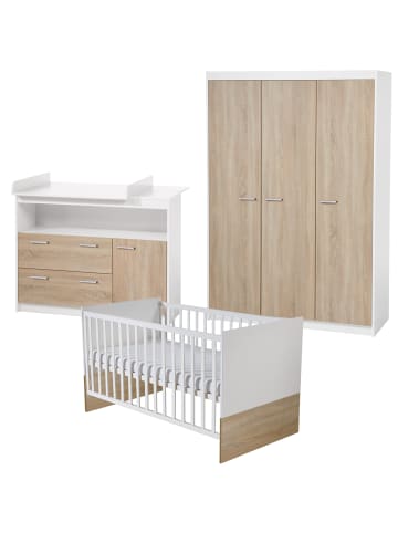 Babyzimmer Set Gabriella mit Bett, Kommode & 3-türigem Schrank