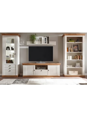 Wohnwand weiß Pinie, Eiche 4-teilig 387 cm, Wohnkombination, viel Stauraum