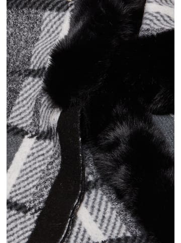 Women Poncho in Schwarz Wollweiss