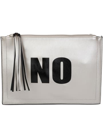 Clutch Handtasche in Silber / Schwarz