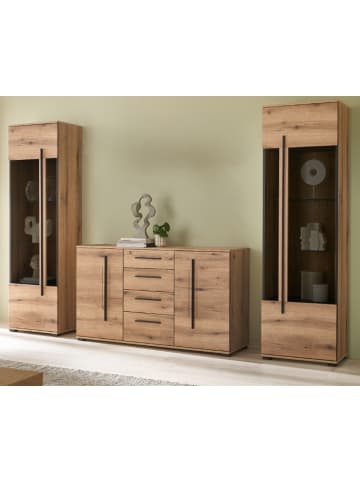 Wohnwand Eiche Evoke, Wohnkombination 3-teilig mit Soft-Close