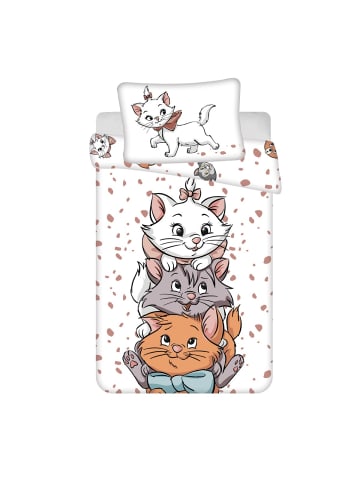 Marie Cat "Friends" Bettwäsche-Set für Kinderbett 100x135 cm + 40x60 in Weiß