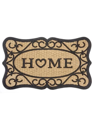 Fußmatte Gummi Herz Home Ornament in Schwarz Kokos