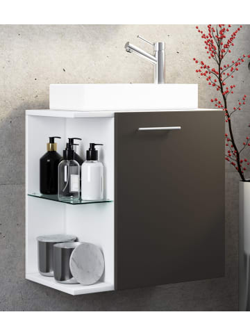 2-tlg Gäste WC Waschplatz Bad Waschtisch Hausa in Weiß / Anthrazit