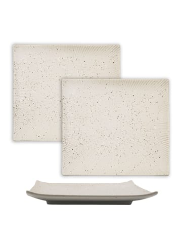 2x Sushi Platte Servier Teller aus Porzellan 26 x 23.4 x 3.8 cm in Weiß