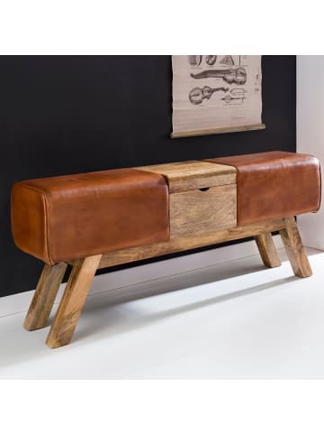 Sitzbänk in Braun / Leder / 120x29x53