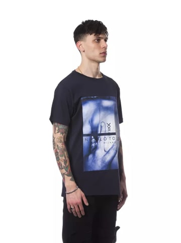 Blau Baumwolle Herren T-Shirt