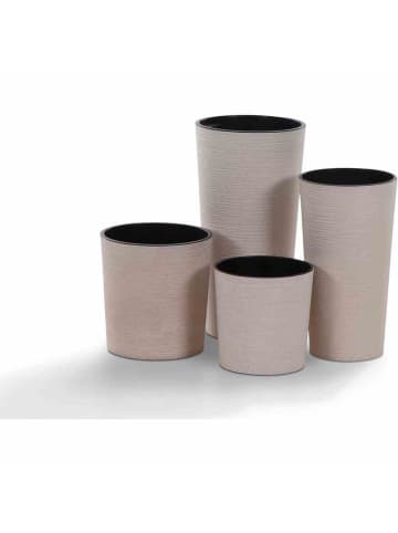 Pflanzgefäß LOCON GROOVE 25 cm Ø 25x46,5 cm in Creme/Schwarz in Creme/Schwarz