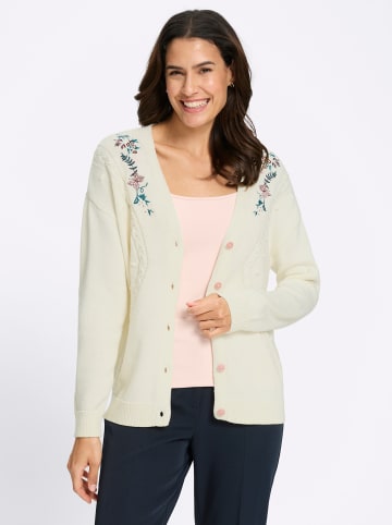Strickjacke in champagner-burgund-gemustert