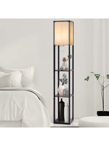 2 in 1 Standleuchte Regal 160cm in Schwarz
