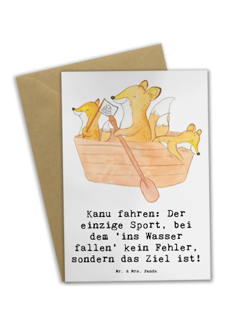 Grußkarte Kanu Abenteuer mit Spruch in Weiß