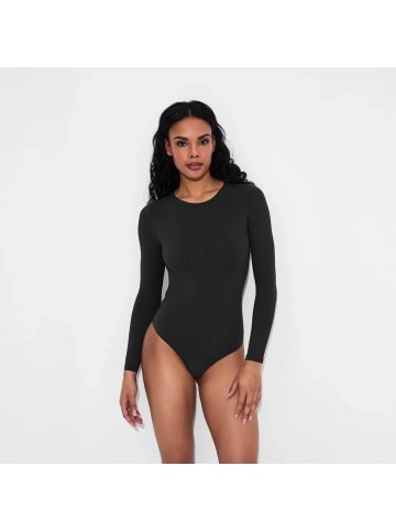 Langarm Body in Schwarz
