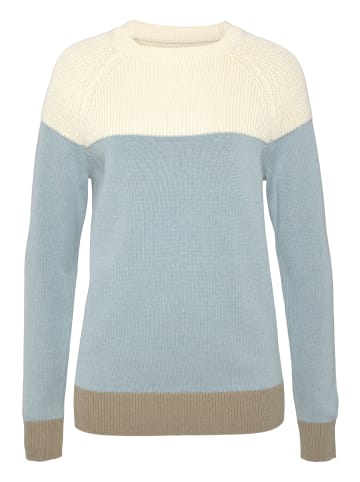 Strickpullover in himmelblau-wollweiß