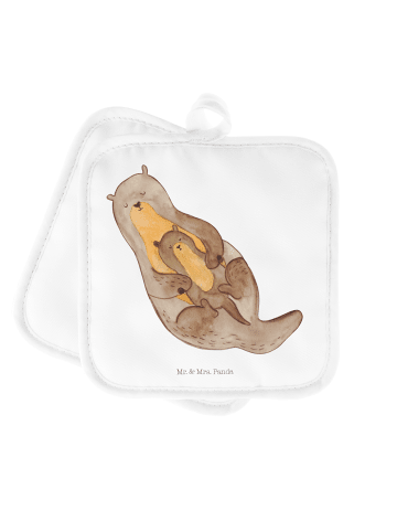 Topflappen Otter Kind ohne Spruch in Weiß