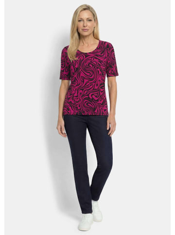 Jersey-Shirt mit schwungvollem Muster in bordeaux / gemustert