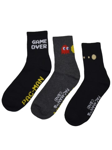 3er Pack Pac-Man Socken Crew Sneaker Strümpfe 40-45 in grau/schwarz