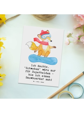 Postkarte Snowboarden Zauber mit Spruch in Weiß