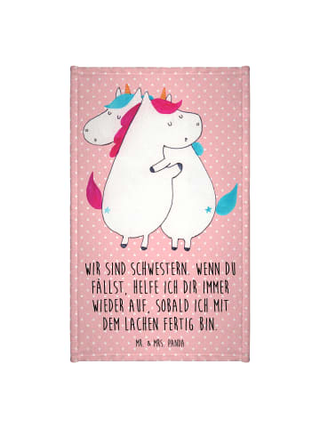 Handtuch Einhörner Umarmen mit Spruch in Rot Pastell