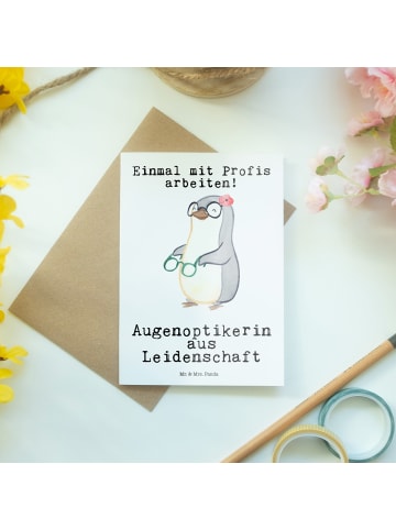 Grußkarte Augenoptikerin Leidenschaft mit Spruch in Weiß