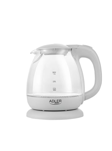 Adler AD 1283 Glas-Wasserkocher 1 L - 1100 W mit LED-Beleuchtung, Grau in Grau
