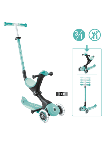 3in1 Aufsitzrad, Laufrad, Scooter GO-UP DELUXE LIGHTS in mint