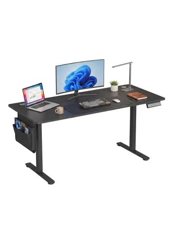 Schreibtisch Balok in Schwarz - (B)70 x (H)(72-120) x (T)160 cm