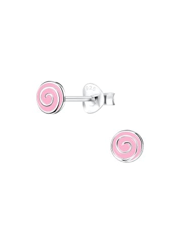 Kinderohrstecker SPIRALE rosa in 925 Sterling Silber, 2-tlg.