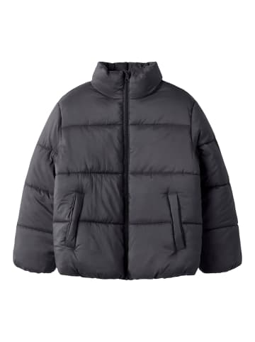 Jacke Langarm Stehkragen Reißverschluss Unifarben in Schwarz-2