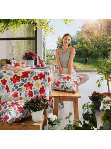Baumwolle Tischdecke in rot-grau