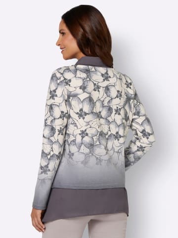 Cardigan in champagner-anthrazit-bedruckt